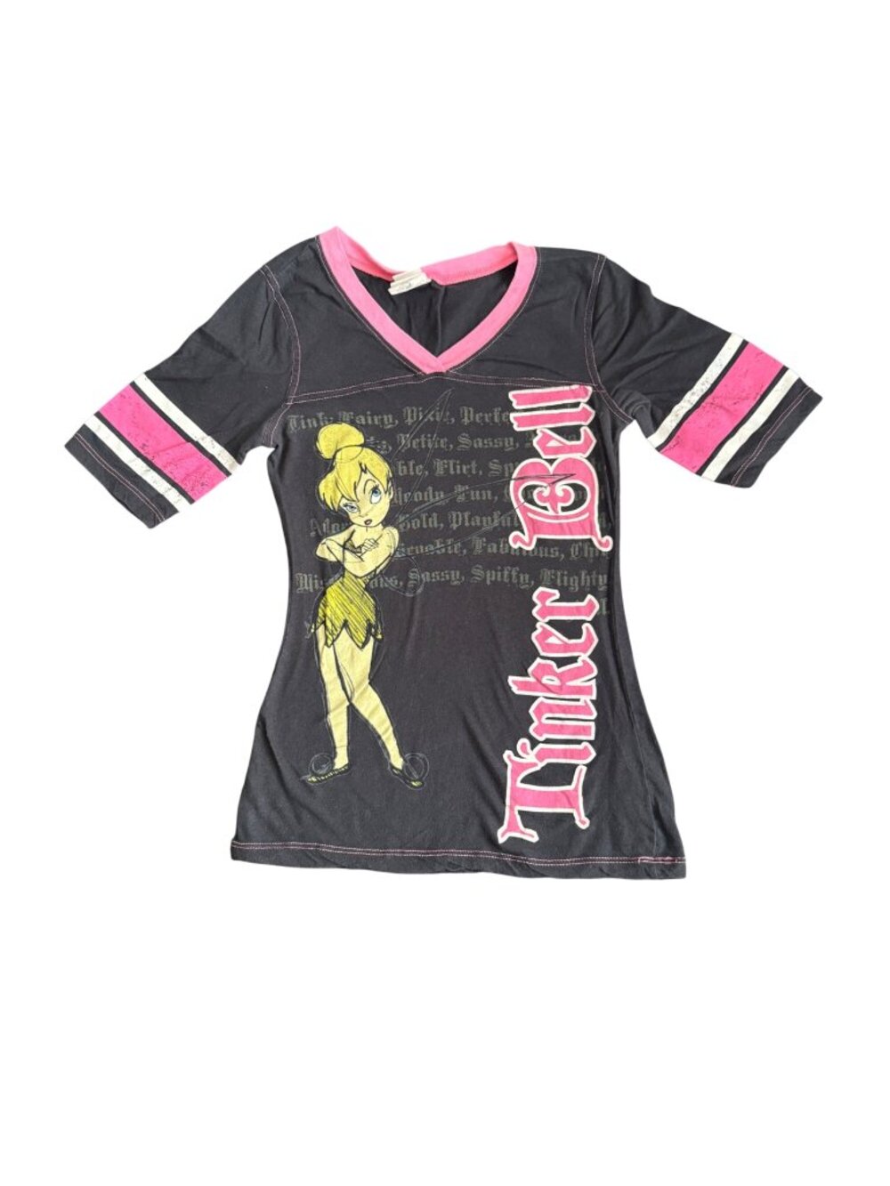 Disney Tinker Bell Black Graphic Tee Shirt S Womens Top